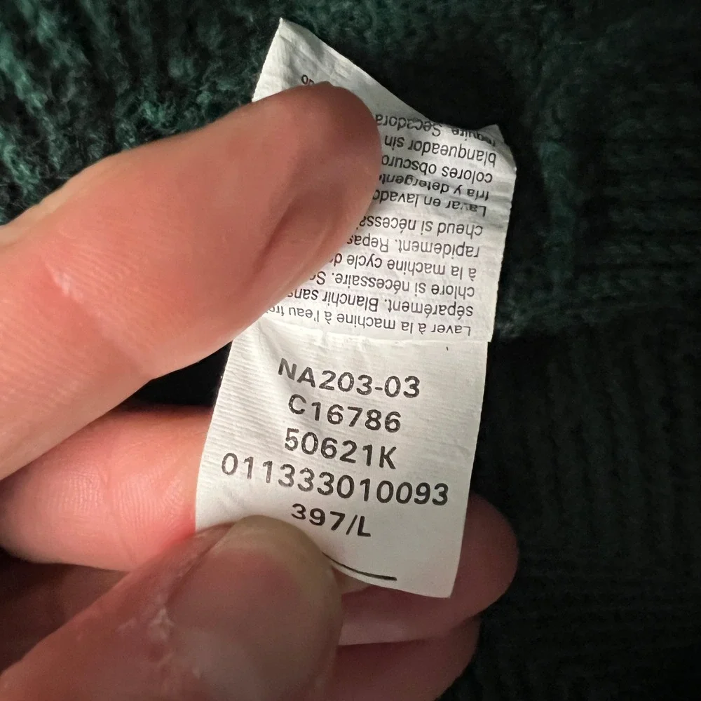 Chaps EST.‎ 1978 Green Cotton Y2K Knit Sweater Crew Neck Herringbone Mens Large